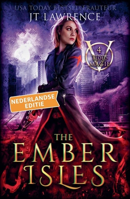 Omslag van Bloedmagie, Nederlandse Editie, Een Complete Serie Van 6 Boeken- The Ember Isles, Boek 4, een urban fantasy actie-avontuur
